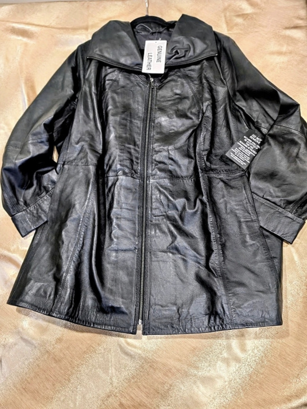 Roaman's Black Leather Jacket Size 3X NWT